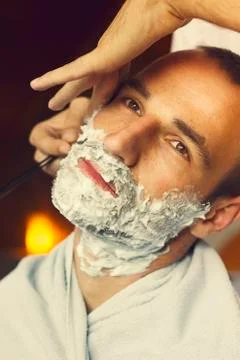 Young man at the barber Foto stock