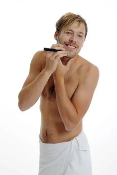 Young man in bathromm Stock Photos