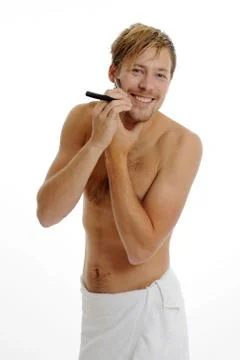 Young man in bathromm Stock Photos