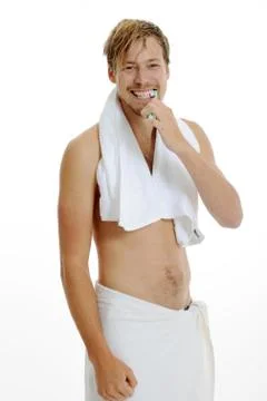 Young man in bathromm Stock Photos