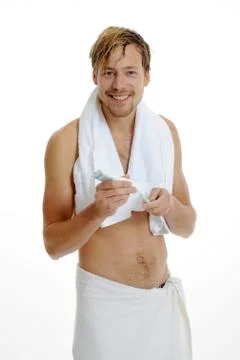 Young man in bathromm Stock Photos