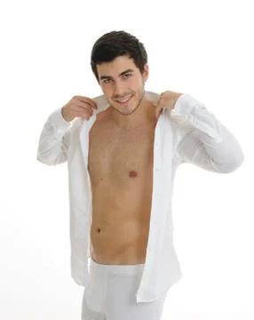 Young man in the bathroom Stock Photos