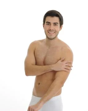Young man in the bathroom Stock Photos