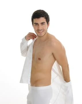 Young man in the bathroom Stock Photos