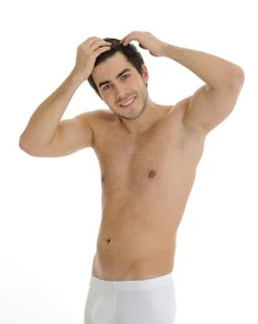 Young man in the bathroom Stock Photos