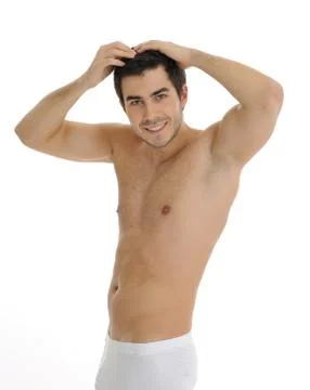 Young man in the bathroom Stock Photos