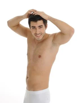 Young man in the bathroom Stock Photos