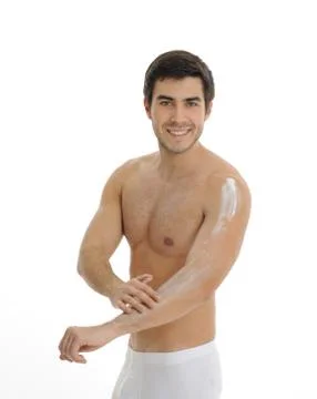 Young man in the bathroom Stock Photos