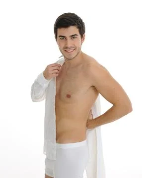 Young man in the bathroom Stock Photos