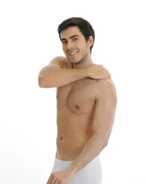 Young man in the bathroom Stock Photos