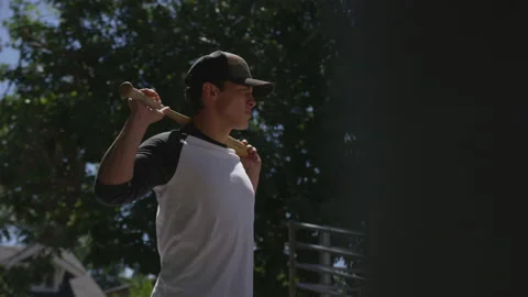Young Man Batting Practice Stock Footage 208728820