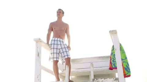 Young Man on Beach Stock Footage 7899318