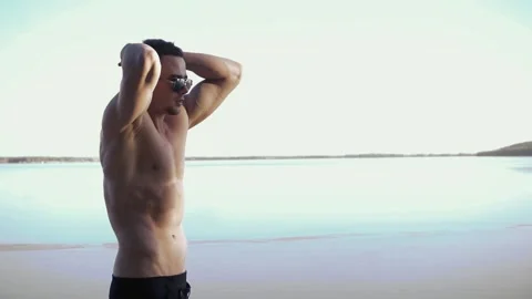 Young man on a beach Видео 89289203