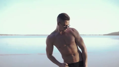 Young man on a beach 스톡 동영상 89289294