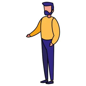 Young man with beard modeling character Stock Illustration