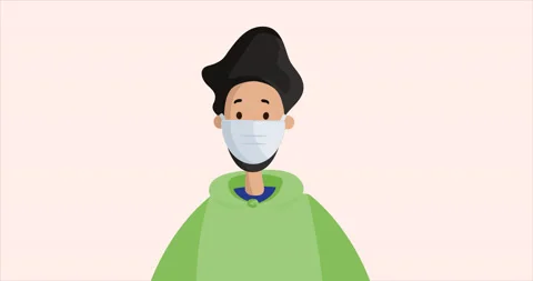 Young Man With Beard Wearing Protective Mask. Safety During Covid-19 Pandemic. Stock Footage 172023258