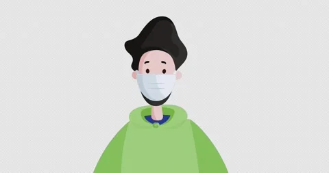 Young Man With Beard Wearing Protective Mask. Quarantine. Covid-19 Pandemic. Stock Footage 172038637