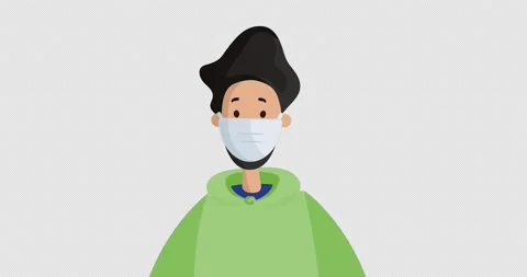 Young Man With Beard Wearing Protective Mask. Safety During Covid-19 Pandemic. Stock Footage 172040081