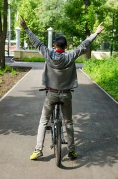 Young man with bicycle Stock Photos