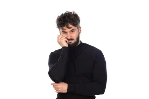 Young man in black Stock Photos