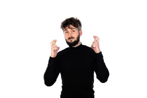 Young man in black Stock Photos
