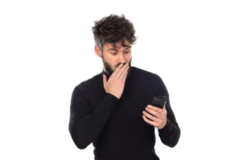 Young man in black Stock Photos