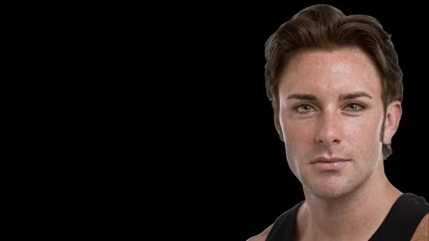 A young man in black screen Stock Footage 120489103