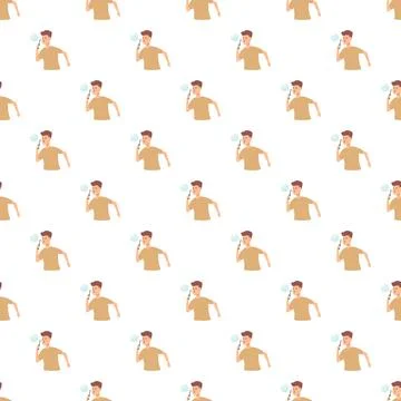 Young man blowing soap bubbles seamless pattern Illustrazione stock