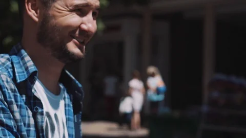 A young man blows bubbles Stock Footage 89445672