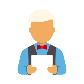 Young man with bow tie holding blank paper Stock Illustration