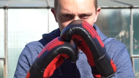 Young Man Boxing, Close Up Stock Footage 103860336