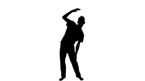 Young Man Boy Warms Up Bows Stretches Before Doing Sports Silhouette Stock Footage 57673264