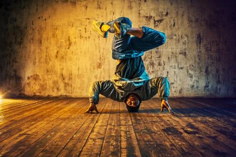 Young man break dancing Stock Photos