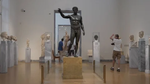 Young man bronze Athens Stock Footage 127168633