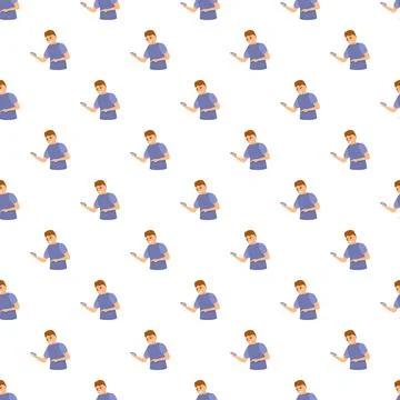 Young man browsing smartphone seamless pattern Stock Illustration