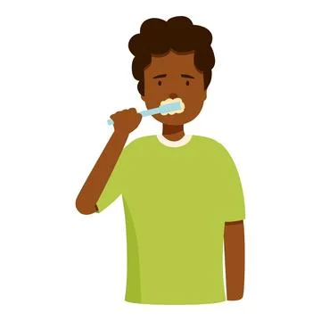 Young man brushing teeth with toothpaste for oral hygiene Ilustración de archivo