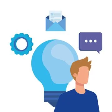 Young man with bulb character Stock Illustration