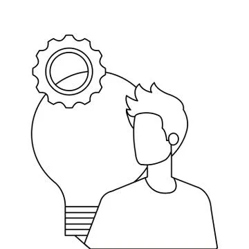 Young man with bulb character Stock Illustration