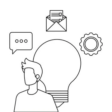 Young man with bulb character Stock Illustration