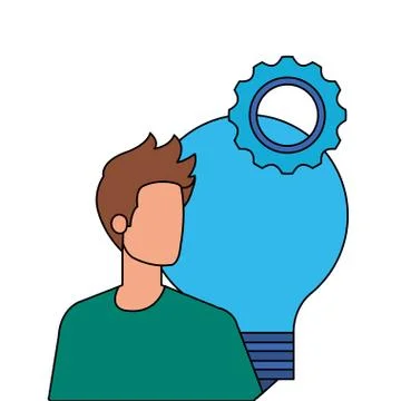 Young man with bulb character Stock Illustration