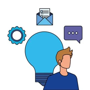 Young man with bulb character Stock Illustration