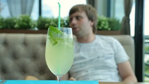 Young man in cafe Video stock 96093339