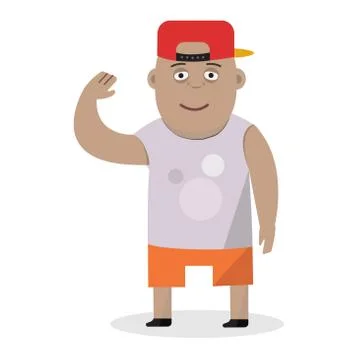A young man in cap. Vector illustration of smiling guy. Stock Illustration