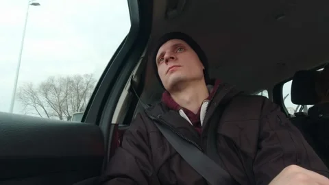 Young Man In Car Stock Footage 166884958