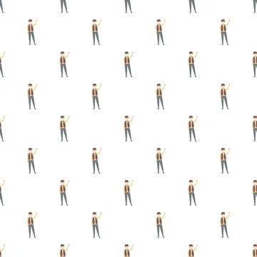 Young man cartoon character pattern on white background 스톡 일러스트