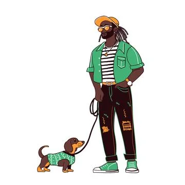 Young man character with dreadlocks wearing trendy modern outfit. Stock Illustration