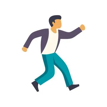 Young man character moving with dynamic steps Stock Illustration