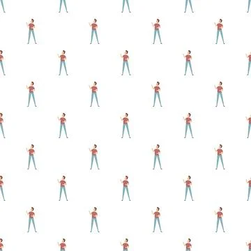 Young man character pattern repeating on white background Stock Illustration