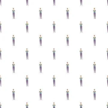 Young man character pattern repeating on white background イラスト素材