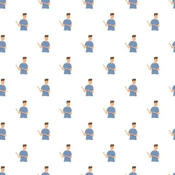 Young man character pointing pattern over white background Stockillustratie